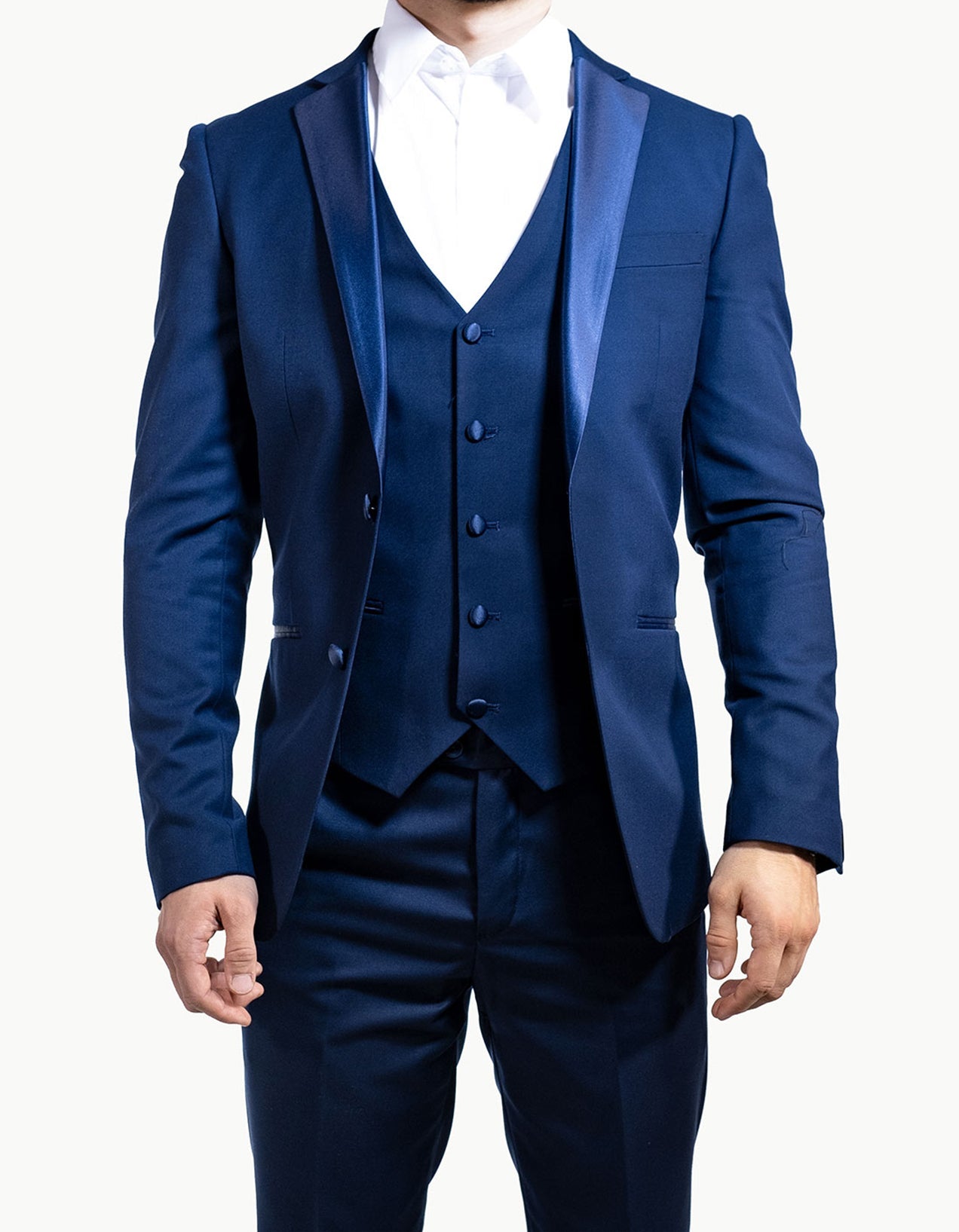 Men Tuxedo Slim fit cut Poly/Visco/Spandex 3pcs. CB-Bu