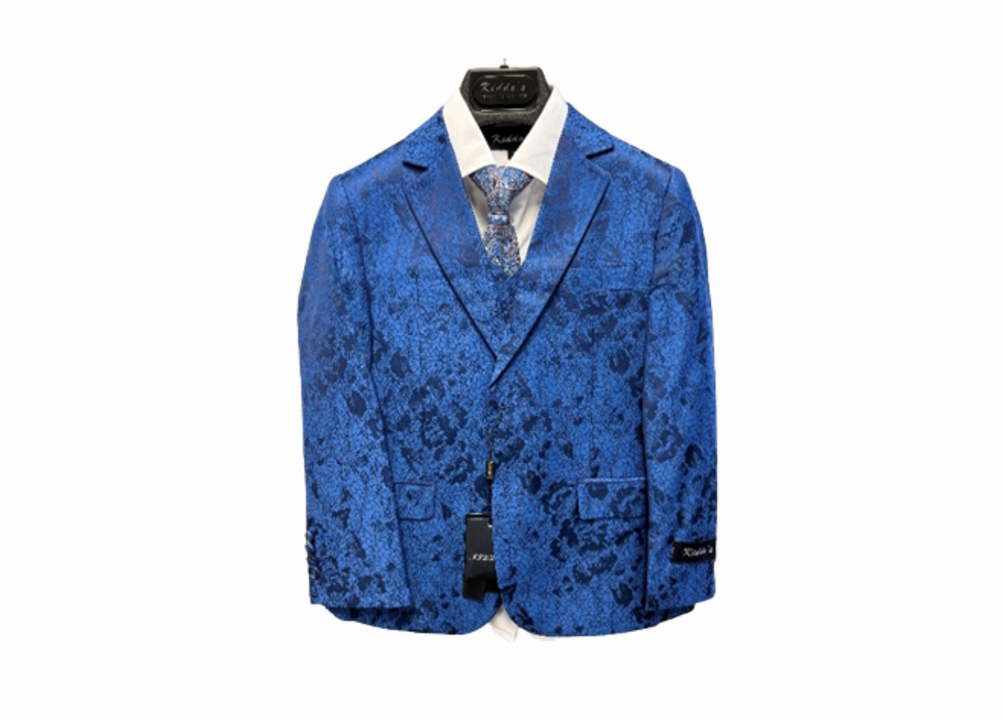 Boy Suit Poly/Visco Grey 5 Pcs Jacket, Vest, Pant, Shirt & Tie. #BS-62432-80 (Vente Finale)