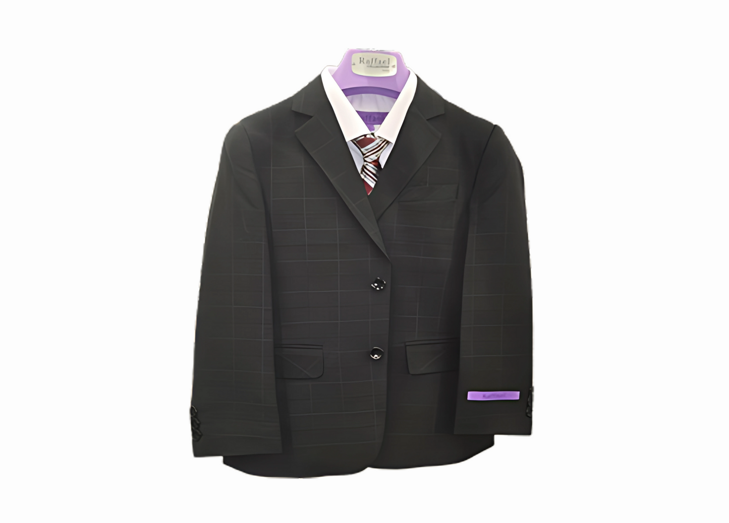 Boy Suit Poly/Visco Grey 5 Pcs Jacket, Vest, Pant, Shirt & Tie #BS-21221-B (Vente Finale)