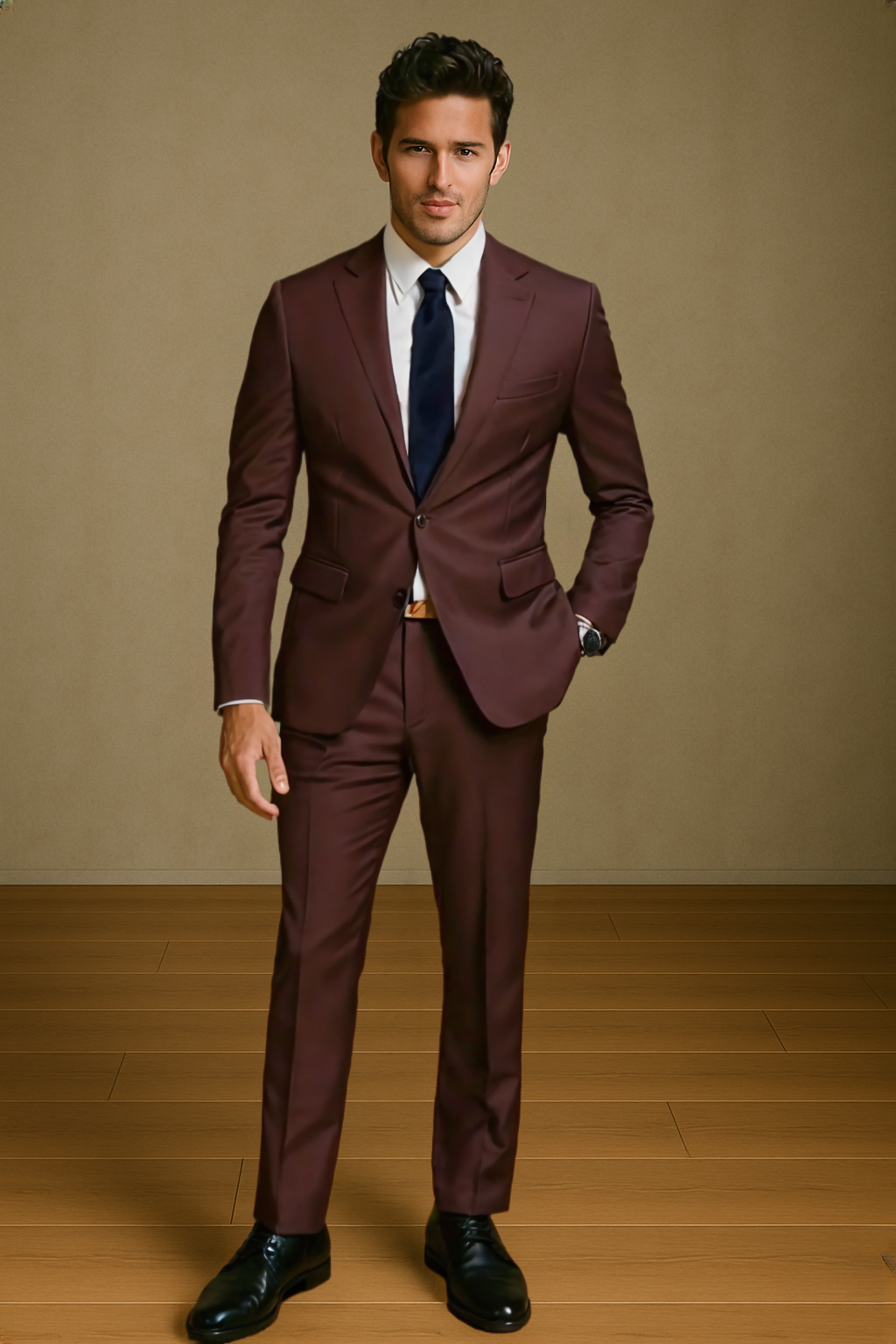 Raffael Uomo Men Suit Slim fit cut PoLYe/Visco/Spandex 3pcs. (Oversize) FB-CB-DGr-Bu
