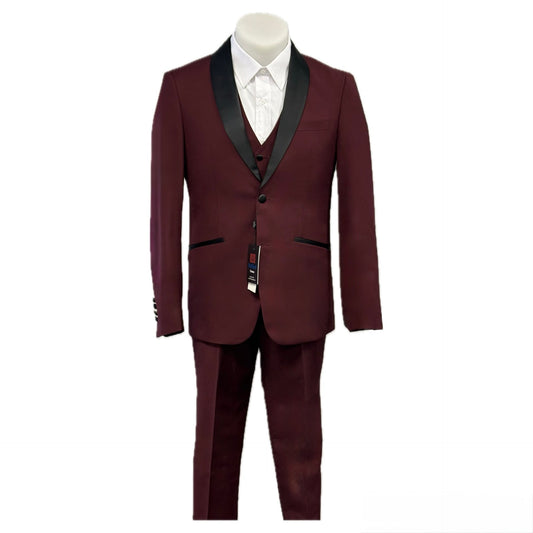 Men Tuxedo Slim fit cut Poly/Visco/Spandex 3pcs. CB-Bu