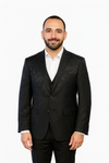 Men Suit Poly/Visco Slim Fit Black Pastel Formal Wear Black Pastel 3pcs with Black pant #62432-82 (Vente Finale)