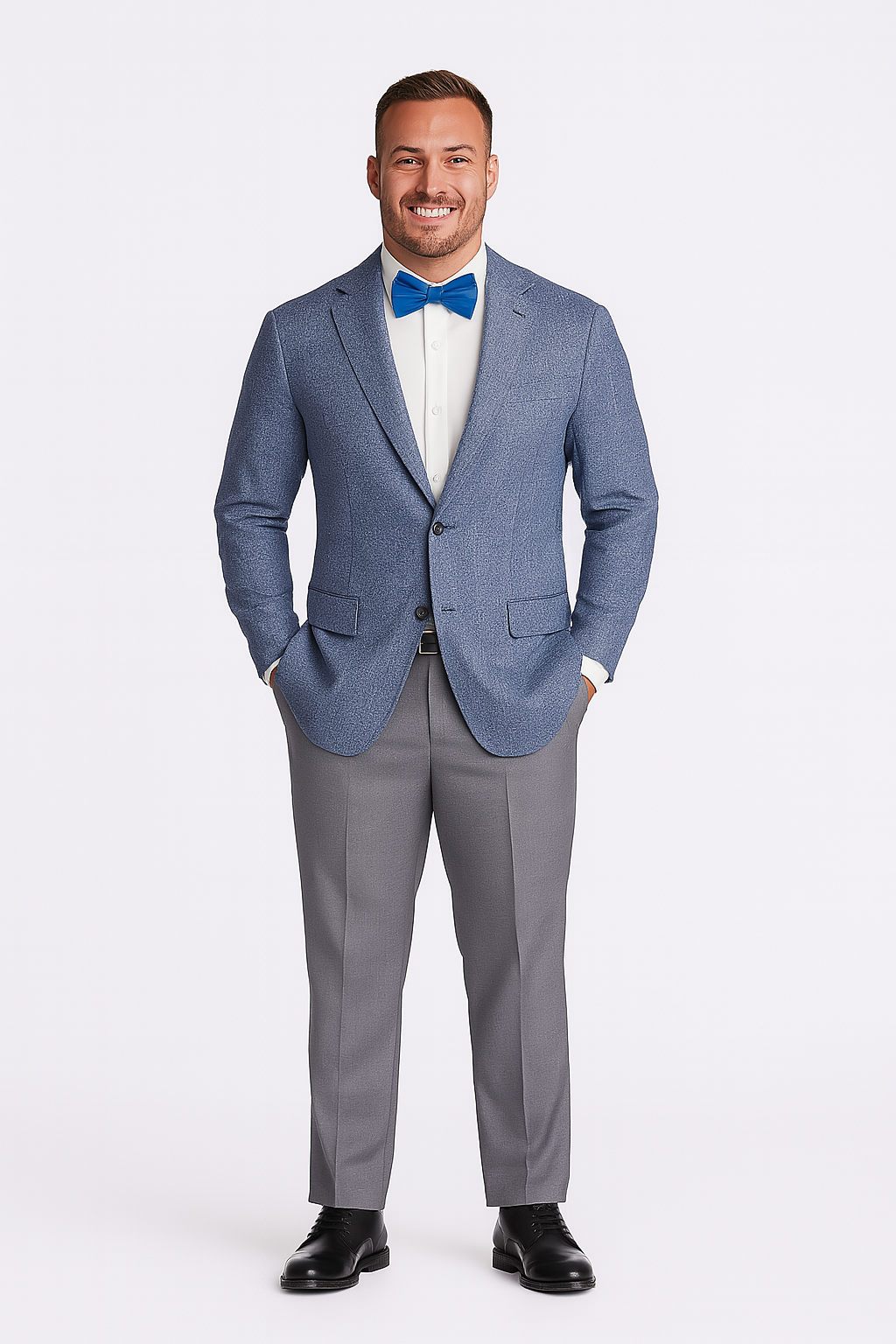 Men's Blazer Poly/Linen Blue Patch pocket Casual Wear #Blz-Lin100B (Vente Finale)