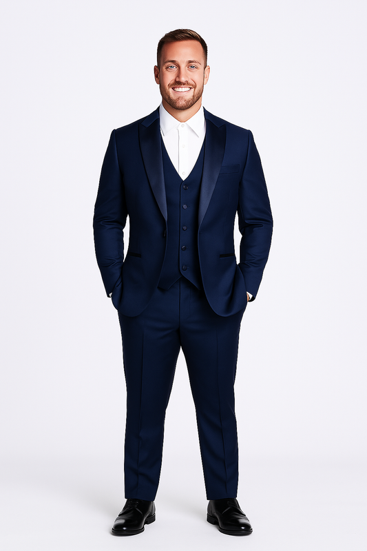 Raffael Uomo Men Tuxedo Slim fit cut Poly/Visco/Spandex 3pcs. (Oversize) CB-Bu