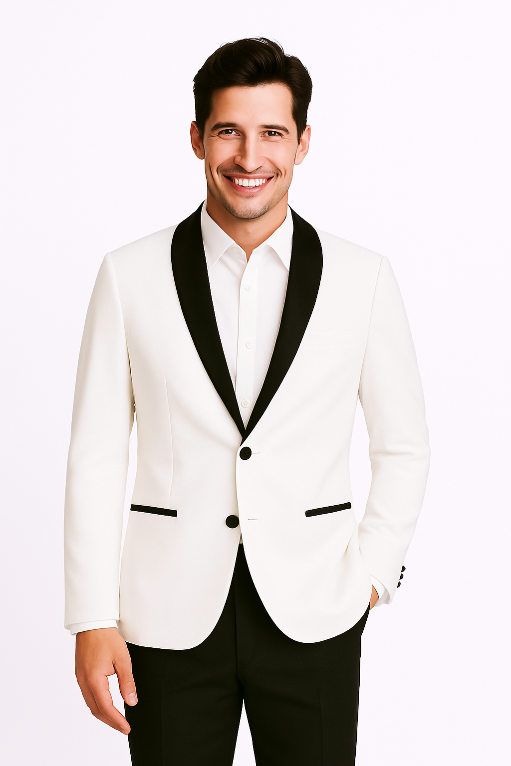 Blazer White Men Tuxedo and Suit Slim fit cut Poly/Visco/Spandex