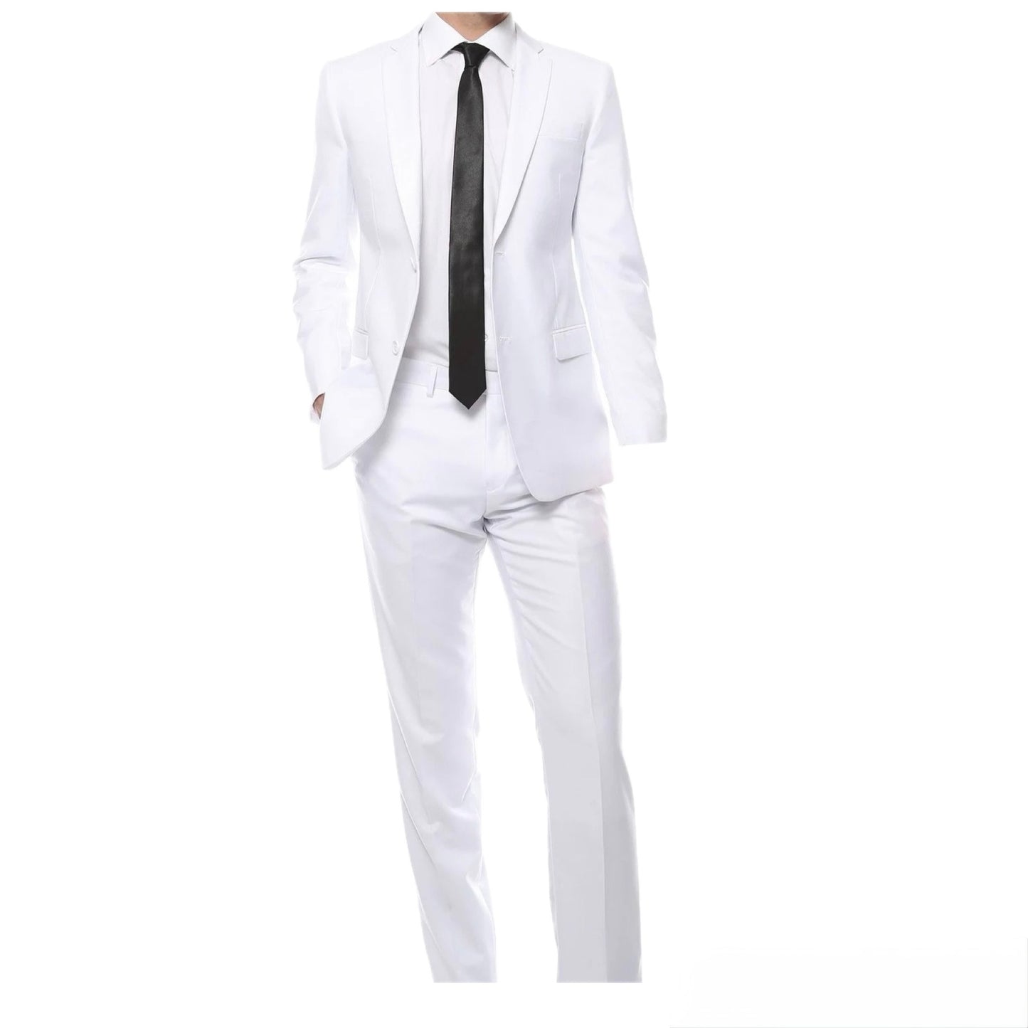 White Men Tuxedo and Suit Slim fit cut Poly/Visco/Spandex 2pcs.