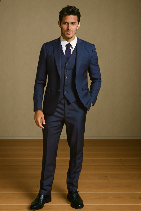 Raffael Uomo Men Suit Slim fit cut PoLYe/Visco/Spandex 3pcs. (Oversize) FB-CB-DGr-Bu