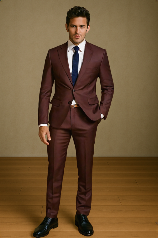 Raffael Uomo Men Suit Slim fit cut POly/Visco/Spandex 3pcs. FB-CB-DGr-Bu